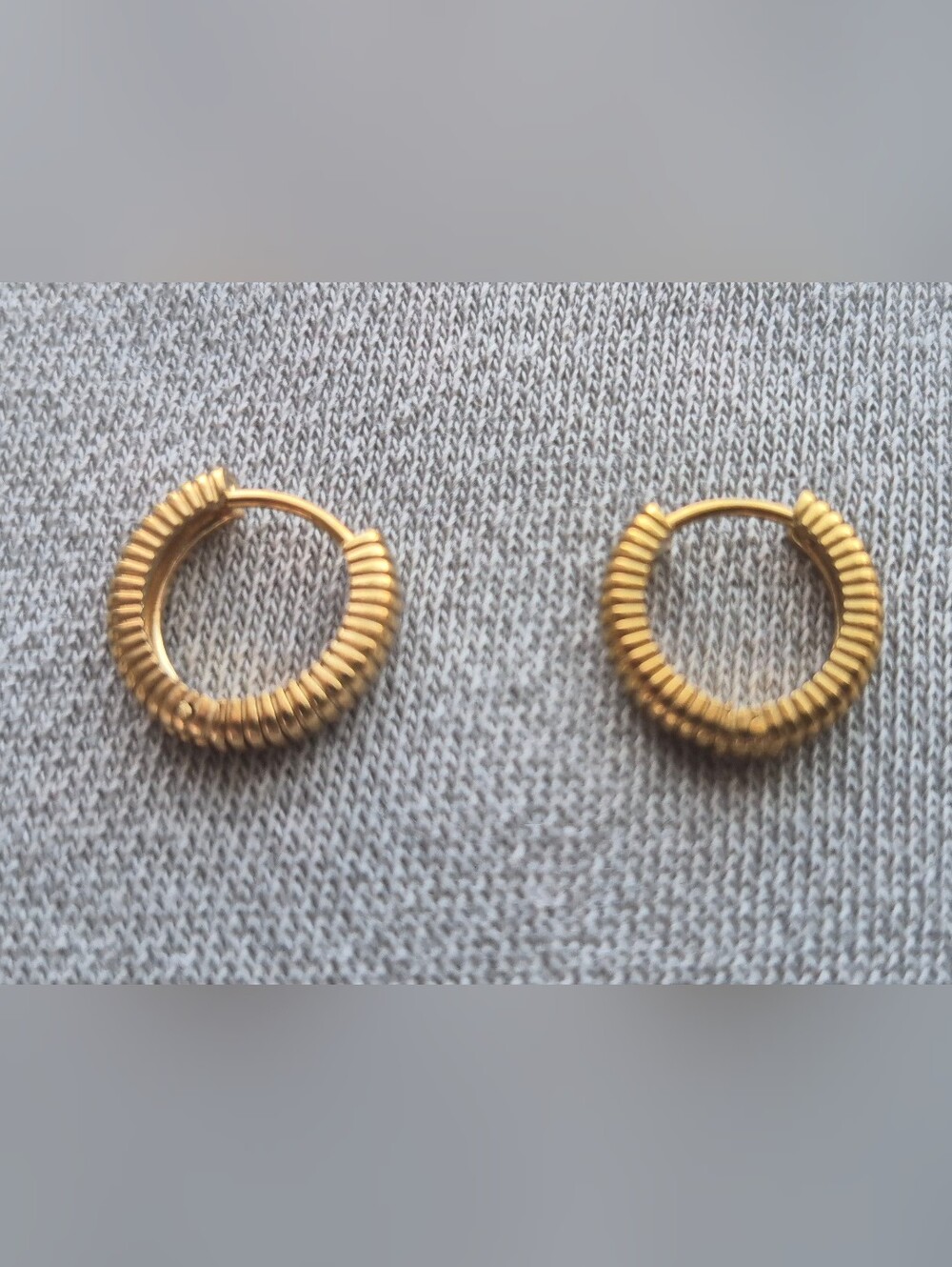 Gold Textured Hoop Earrings - Women Jewelry